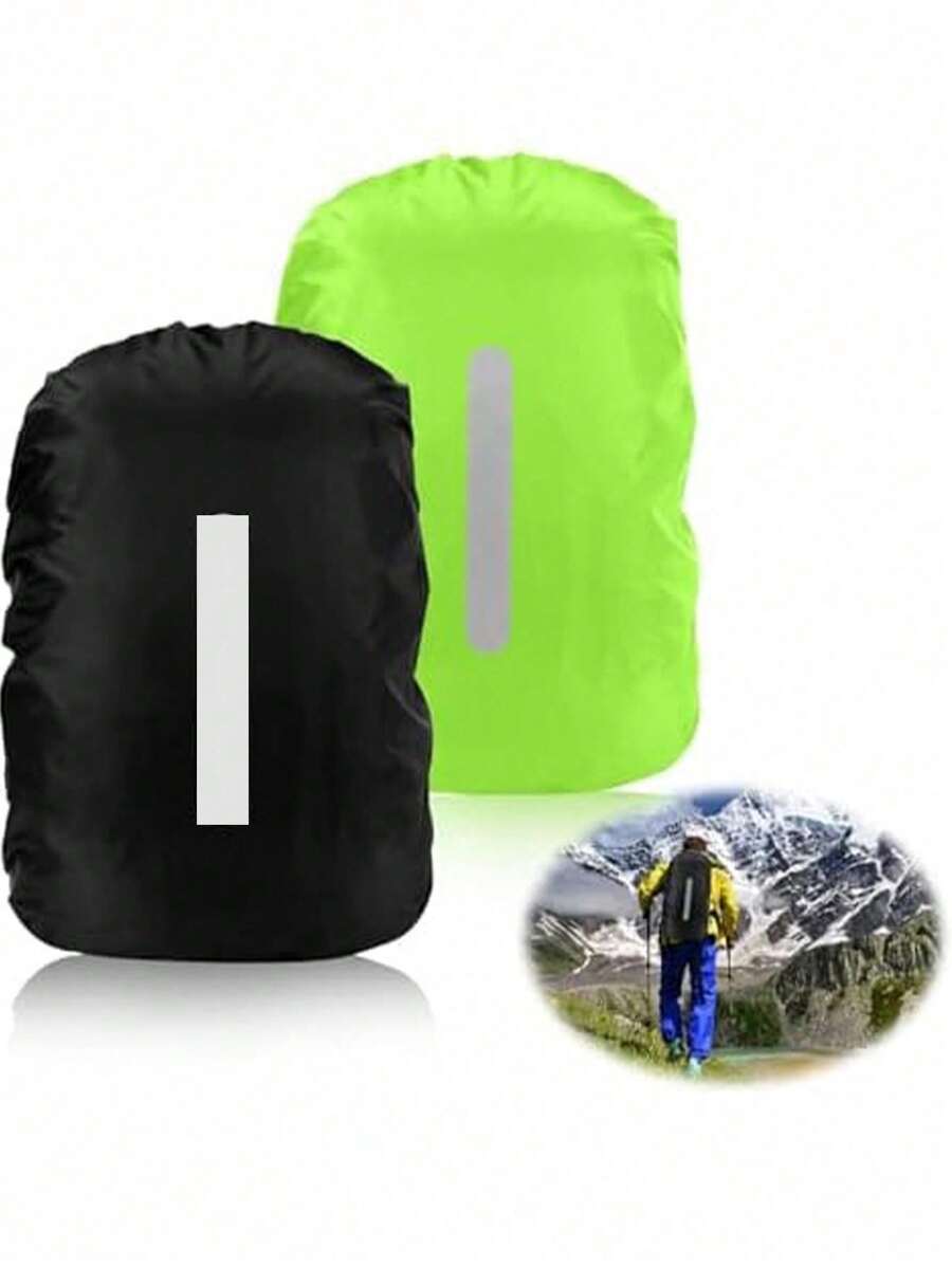 1 pieza Cubierta de lluvia reflectante para mochila de senderismo al aire libre, (30L-50L) Cubierta impermeable para mochila y equipaje con tira reflectante