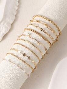 8 sztuk/10 sztuk nastoletnich łańcuszków z pazurami z bransoletką z łańcuszkiem z kryształkami, uroczy chwost w kształcie gwiazdy, wszechstronna bransoletka