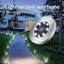 8 LED Solar Powered Pathway Lights, Smart Light Sensor + Automatic Day/Night Switch, Zero Electricity Lighting, IP65 Waterproof, Stainless Steel Material, Suitable For Garden, Pool, Stairs Decoration