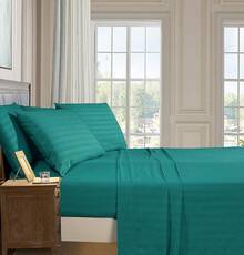Elegant Comfort, Softest, Coziest 6-Piece Sheet Sets! 1500 Hotel Quality Luxurious Wrinkle Resistant Damask Stripe Bed Sheet Set, Black - Bedding 2025 - 綠松石 - 查看 4