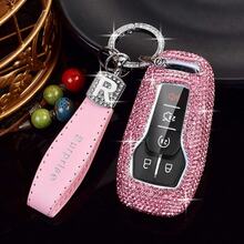 For Key Fob Cover Full Protection For For Fusion, For Mustang, F150, Edge, For Explorer, For Lincoln MKZ, MKC, MKX Smart Remote Keys - 粉紅色+R繩 - 查看 1