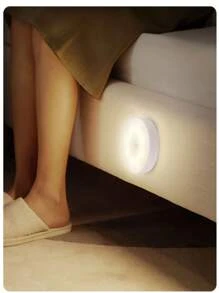 Luz de paso LED 1/3 con sensor de movimiento, luz nocturna recargable por USB, brillo ajustable, montaje semi-empotrado en pared, apta para cocina, gabinetes, escaleras, armarios, habitaciones - Plástico, blanco, magnético, regulable, eficiente energéticamente, desmontable (Batería de litio incorporada de 250mAh)