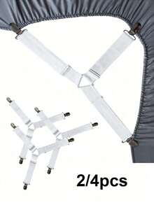 1/2/4pcs/Set Adjustable Elastic Bed Sheet Straps Fasteners Set - Knitted Sheet Holders For Secure Bedding - Hand Wash Only Non-Slip Grippers For Mattress, Sofa, And Tablecloth - Universal Fit Sheet Clips, Triangle Bed Sheet Holders, Sheets Fasteners Clips, Adjustable Sheet Suspenders, Mattress Gripper Clips, For Bed Mattress Cover - Multicolor - View 15