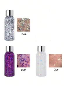 1PC Cosmetics Glitter Cream, Glitter Jelly, Festival Night Club Party Carnival Performance Body Makeup Products Head Face Body Painting Decoration Products Hair Nails Color Flash Film (The Bottle Caps Are Randomly Distributed In Gold And Silver)