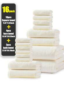 16pcs Coral Fleece Solid Color Towel Set: 70*140cm Super Soft Absorbent Quick Dry Bath Towel, 34*75cm Face Towel, 30*30cm Washcloth, Suitable For Bathroom, Swimming Pool, Home Decoration, Men & Women Back To School - Multicolor - View 17