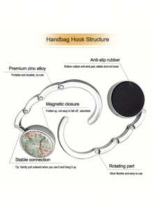 Foldable Table Purse Holder Hook, Decorative Desk Hook For Travel, Halloween, Christmas, Unique Gift, Spring Pink Flower