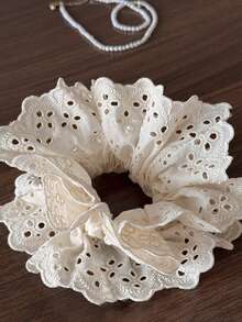 3 pezzi/1 pezzo Elastici per capelli in pizzo di alta qualità da donna, altezza 10 cm/3,94 pollici, colori nero/bianco/marrone, eleganti e versatili, adatti per uso quotidiano, casual, festa, pendolarismo, spiaggia, lavaggio del viso, coda di cavallo, trucco, abbinamento con l'outfit