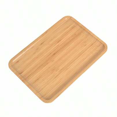 1 Stück Bambus-Holztablett Massivholztablett Rechteckiges Bambustablett Holzplatte Holztablett rundes Teetablett Brennen