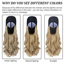 16inch/40cm Baseball Cap With Curly Hair Extensions Hat Wig Hairstyle For Women Adjustable Hat With Synthetic Wig Attached Long Wavy Hair Black Baseball Cap Hat Wig Easy Wear Blonde Brown Black Removable Hairpiece Halloween Christmas Party Daily Use - 彩色 - 查看 10