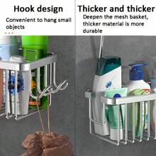 1pc Bathroom Hanging Basket Storage Rack, Suspended Shower Caddy, Bathroom Storage Shelf, Bathroom Storage Basket, Shampoo Shower Organizer, Bathroom Accessories, Bathroom Storage And Organization