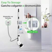 Cepillo de limpieza eléctrico 13 en 1, fregador de suelos eléctrico giratorio, fregador de suelos eléctrico giratorio inalámbrico, 11 cabezales de cepillo reemplazables y mango telescópico ajustable, cepillo de limpieza inalámbrico de 360° para baño, bañera, azulejos, productos de limpieza, tiempo de funcionamiento 90-120 minutos, adecuado para cocina, baño, hogar, artículos para el hogar - Blanco - Ver 8