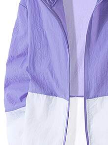 Men's Outdoor Sports Cycling Casual Lightweight UV Protection Jacket With Colorblock Design, Summer - Purple - View 6