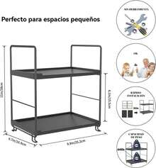 Estante para Cosméticos De 2 Niveles,Organizador De Mostrador,Apilable Independiente Estante De Almacenamiento para Mostrador De Baño,Adecuado para Cocina, Baño, Almacenamiento De Cosméticos - Cuadrado-Negro - Ver 11
