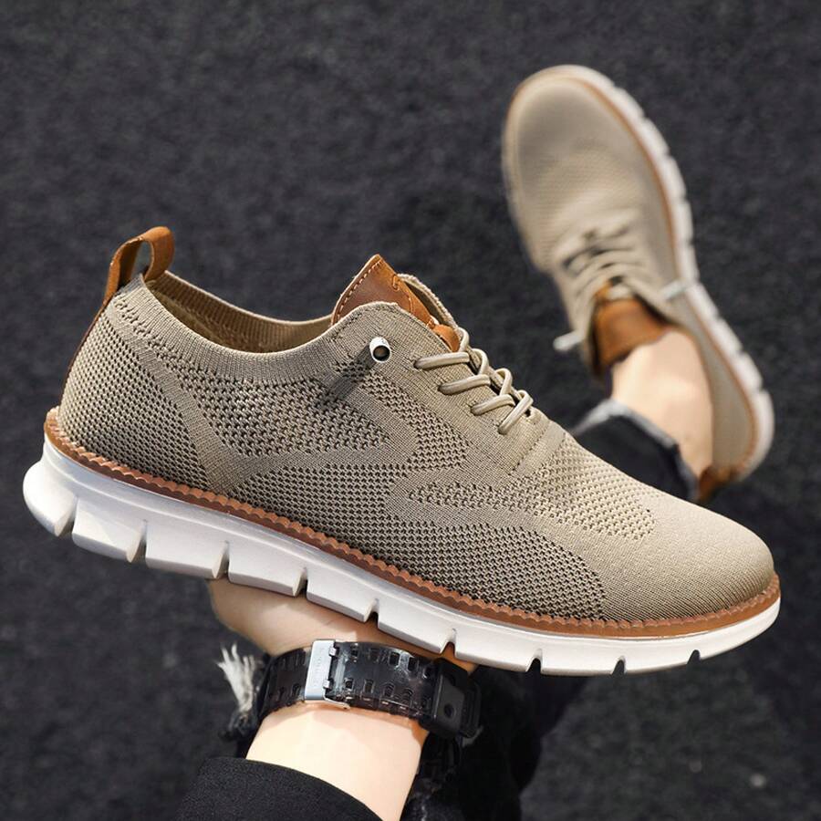 Plus Size Men's Shoes Breathable Mesh Breathable Casual Shoes Sports Men's Sports Casual Shoes - 卡其 - 查看 1