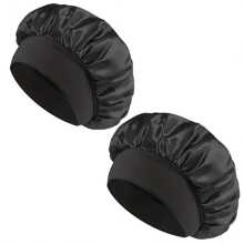 1/2Pcs Silk Bonnet For Sleeping, Satin Hair Bonnets, Soft Elastic Band Silk Sleep Cap, Silk Hair Wrap For Curly Hair (Black&Pink]