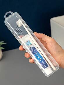 1 件时尚便携式电动牙刷盒，透明长方形翻盖支架，适合旅行，紧凑透气的设计 - 透明 - 查看 6