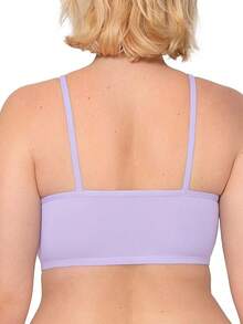 Loom Women's Spaghetti Strap Cotton Sports Bra - All-Day Comfort & Easy Movement - Value Packs Sticky Bras - 黑色/麻灰色/橄欖綠/紫色/淡紫色/黃昏色 - 查看 4