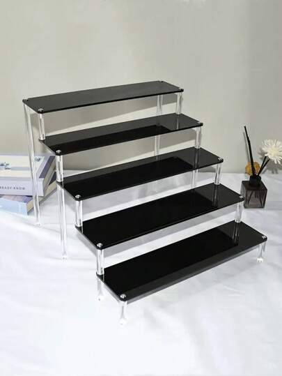 1pc Black Acrylic Ladder Stand Display Stand, Multi-Purpose Display Stand, Used For Cosmetics/Perfume Bottle/Hand-Made/Glasses And Other Placement, Display Living Room/Bedroom. Back To School