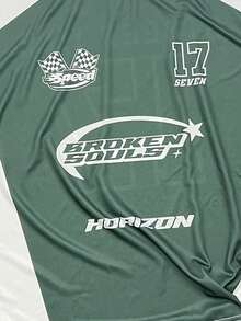 男式网眼撞色运动短袖足球球衣款式 T 恤，运动服