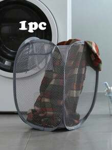 1 Foldable Mesh Laundry Basket, Breathable Dirty Clothes Storage Container, Toy And Miscellaneous Organizer Laundry Basket, Laundry Basket Bathroom Organizer, Basket, Storage Basket, Foldable Laundry Basin