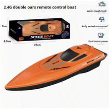 1 pieza Lancha a control remoto - Lancha RC de alta velocidad con doble motor - Completamente sellada y a prueba de agua - Control remoto de larga distancia - Dirección flexible - Juguete RC - Juguete para niños - Regalo de fiesta/cumpleaños - Presente - Juguetes - Juego - Multicolor - Ver 9