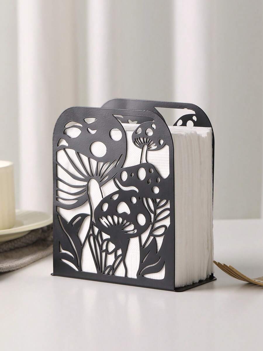 1 Pc Iron Mushroom Style Creative Tissue Paper Holder, Kitchen Towel Rack Organizer, Suitable For Living Room, Cafe, Tea House, Hotel, Restaurant, Study Desk (Tissues Not Included) - Multicolor - View 1