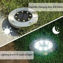 8 LED Solar Powered Pathway Lights, Smart Light Sensor + Automatic Day/Night Switch, Zero Electricity Lighting, IP65 Waterproof, Stainless Steel Material, Suitable For Garden, Pool, Stairs Decoration
