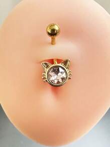 1pc Fashionable & Elegant Copper Alloy Owl Navel Piercing Ring, Gold Vacuum Electroplated Won't Fade, Suitable For Women's Daily, Party, Wedding, Mother's Day, Vacation Wear
