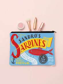 Túi đựng đồ trang điểm vải canvas dành cho người lớn Unisex, Túi đựng đồ trang điểm không gây dị ứng, Túi đựng đồ trang điểm có khóa kéo in họa tiết cá mòi thời trang, Túi xách tay lót vải polyester in hai mặt, Quà tặng Giáng sinh cho bạn bè - Nhiều màu - Xem 4