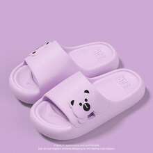 Cartoon Bear Slip-On Slippers, Lightweight Casual Indoor, Outdoor, Beach, Fashionable Sandals For Men & Women, Comfortable Summer Vacation Flip-Flops - Mauve Purple - View 4