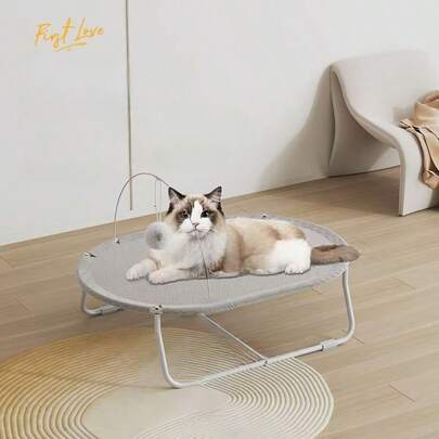 Cama colgante elevada para gatos, removible y lavable, cómoda y transpirable, estructura independiente para dormir, adecuada para perros y gatos pequeños, para uso en interiores