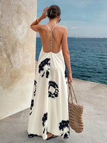 Doriss Women's Backless Beaded Tie-Dye Print Slip Dress - Multicolor - View 2