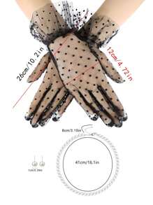 Conjunto de 3 piezas D EXCEED Elegante traje de fiesta de té estilo años 50 vintage para mujer con guantes de encaje y accesorios de perlas falsas | Atuendo para boda, fiesta de disfraces | Disfraz de Halloween, regalo para baile de graduación para mujeres