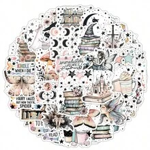 50Pcs Letter Stickers Reading Stickers Book Stickers Sun Stickers Aesthetic Stickers Cartoon Stickers Reward Stickers Vinyl Waterproof Stickers Aesthetic Laptop Sticker Pack Skateboard Stickers Water Bottle Stickers Notebook Stickers - Multicolor - View 4