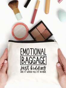 1pc Emotional Baggage Makeup Bag - Personalized Polyester Cosmetic Pouch, Lightweight Zippered Organizer, Machine Washable, Fade Resistant, Foldable - Fashion Style White Toiletry Bag Holiday Essentials Holiday Travel Travel Essentials Travel Bag Travel Accessoriesfor Vacation Summer Back To School School Stuff Bag For School Travel Bag For Women Makeup Bag For Travel - Multicolor - View 4