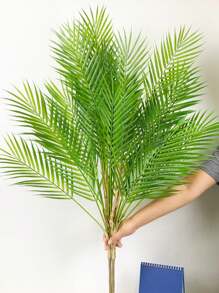 80-90cm Large Artificial Palm Tree Fake Tropical Palm Plants Plastic Monstera Leaves Green Cycas Tree Branch For Home Garden Office Party Kitchen Decor Without Pot 1pc