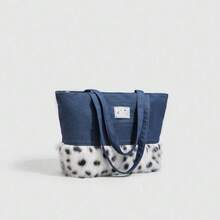 Denim Wool Bag Large Capacity Women's 2025 New Spring Patchwork Student Class Bag Girl Y2k Commuter Bag Perfectly Matches Your Style Of Dress And Shows Your Beauty, Send Yourself And Your Family The Best Holiday Birthday Gift