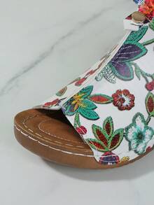 New Spring/Summer Women Fashion Student Open-Toe Platform Wedge Beach Sandals, Thick-Soled, Stitching Design (Shoelaces Can Be Removed And Adjusted),Wedge Sandals - Multicolor - View 9