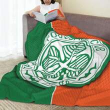 Celtic FC Themed Fleece Blanket - Ultra Soft 100% Polyester, Modern Digital Printing, All-Season Knit Fabric, 250-300Gsm, Machine Washable, Ideal For Travel, Camping, Napping, Unique Holiday Gift - Multicolor - View 9