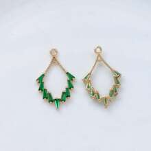 1 pieza/2 piezas/4 piezas Colgante con forma de rombo enchapado en latón vintage con circonita cúbica, suministros de artesanía de joyería DIY para pendientes