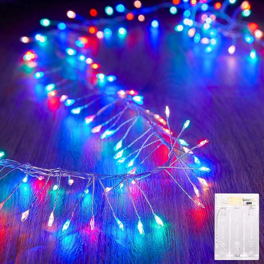 New Battery Operated Fairy Lights, 10Feet 120LEDs Firecracker String Lights Waterproof Sier Wire Starry Firefly Lights For DIY Wreath Home Ing Indoor Outdoor Christmas Drations, Multicolor - Multicolor 120 LEDs - View 1