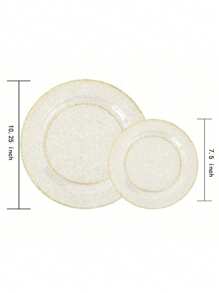 25 pièces de papier doré pailleté, plateau à salade et couverts, plateaux de 10,25 pouces et 7,5 pouces, convenant aux célébrations, fêtes, événements extérieurs, mariages, restaurants et fournitures scolaires