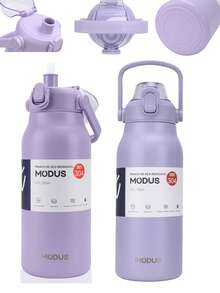 1700ml Stainless Steel Travel  Bottle With Vacuum Insulation White For Coffee Water With Handle Camping And Trail MODUS - 紫色 - 查看 3
