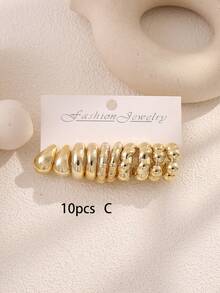 10-30pcs Fashion Textured Twist Hoop Geometric Earrings, Suitable As Holiday Gift For Friends And Family - Multicolor - View 4