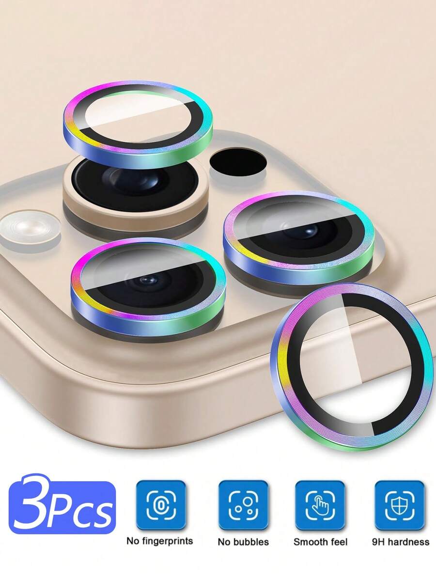 1 Bộ (3 Miếng) Miếng Dán Bảo Vệ Ống Kính Camera Tương Thích Với iPhone 16 Pro/16 Pro Max, Vòng Kim Loại Độc Lập, Miếng Dán Kính Cường Lực Chống Sẹo Siêu Mỏng Độ Phân Giải Cao, Trong Suốt - Màu - Nhiều màu - Xem 1