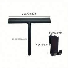 1pc Silicone Squeegee With Hook , Handheld Shower Squeegee, Glass Wiper, Shower Door Squeegee For Window Cleaning Tool, Shower Water Removal Scraper For Shower Door, Window, Bathroom, Mirrors And Car Glass, Multi-Functional Wiper, Cleaning Supplies Home Bathroom Decor Fall Decor Back To School - Black - View 4