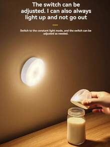 Luz de paso LED 1/3 con sensor de movimiento, luz nocturna recargable por USB, brillo ajustable, montaje semi-empotrado en pared, apta para cocina, gabinetes, escaleras, armarios, habitaciones - Plástico, blanco, magnético, regulable, eficiente energéticamente, desmontable (Batería de litio incorporada de 250mAh)
