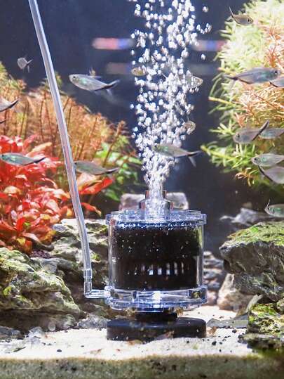 1 st 3-i-1 Aqua Fairy-filter, liten akvarieluftare, tyst mini-grusrensare med bakterieodling, lämplig för olika akvarier och fisktankar