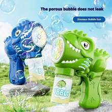 电动恐龙泡泡枪 - 户外婚礼派对玩具自动泡泡机，创意卡通灯生日礼物，便携易用，电池供电（不含泡泡溶液） - 彩色 - 查看 5