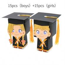 5/10/30 piezas Cajas de regalo para fiesta de graduación DIY, cajas con forma de birrete de graduación, cajas para dulces, cajas de embalaje de regalos para amigos - Multicolor - Ver 11